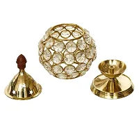 Crystal Set of 2 Matki Shape Akhand Diya/Table Deepak/Oil Lamp/Diya/Brass Diya/Kuber Diya/Crystal Diya-thumb1