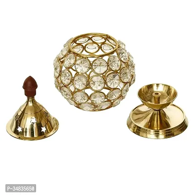 Crystal Set of 2 Matki Shape Akhand Diya/Table Deepak/Oil Lamp/Diya/Brass Diya/Kuber Diya/Crystal Diya-thumb2