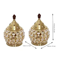 Crystal Set of 2 Matki Shape Akhand Diya/Table Deepak/Oil Lamp/Diya/Brass Diya/Kuber Diya/Crystal Diya-thumb2