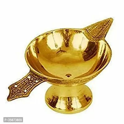 Brass Diya Oil Lamp for Pooja Aarti Item Pack of 1-thumb0