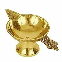 Brass Diya Oil Lamp for Pooja Aarti Item Pack of 1-thumb1