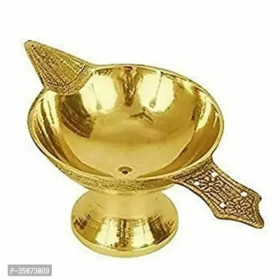 Brass Diya Oil Lamp for Pooja Aarti Item Pack of 1-thumb2