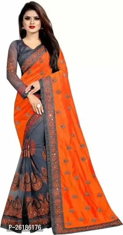 Classic Net Embroidered Saree with Blouse piece