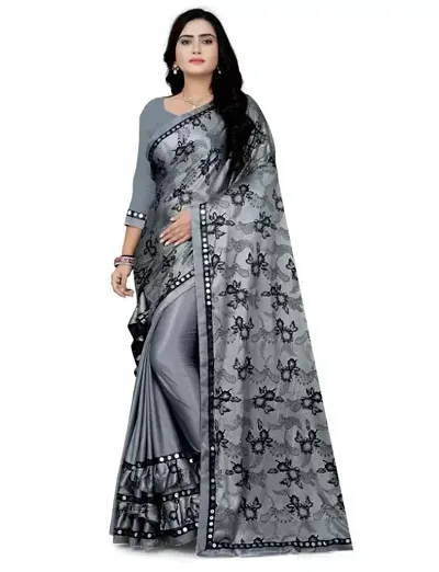 Beautiful Partywear Lycra Silk Saree with Blouse Pieces