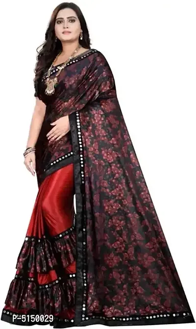 Women Partywear Lycra Silk Saree With Blouse Piece