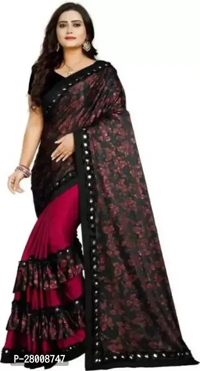 Women Partywear Lycra Silk Dailywear Saree With Blouse Piece.-thumb0
