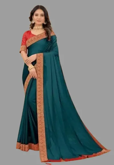 Elegant Party Wear Art Silk Plain Jacquard Lace Saree with Blouse Piece