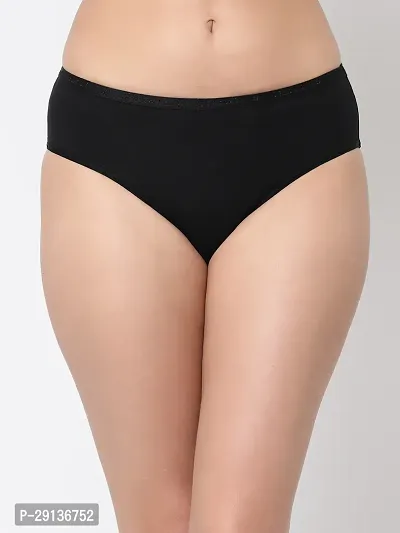 Sharma Hosiery Floret Cotton Solid MidRise Hipster Panty Black-thumb0