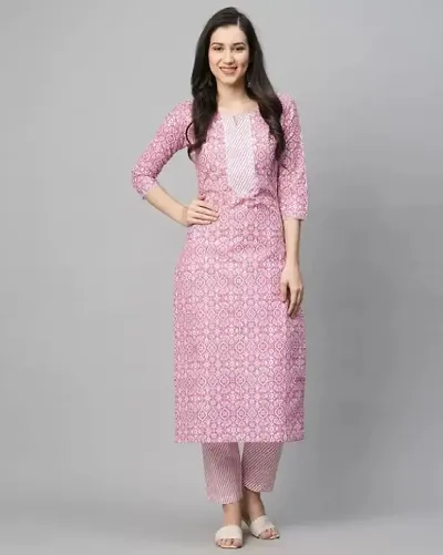 Trendy Blend Straight Kurta Pant Dupatta Set For Women