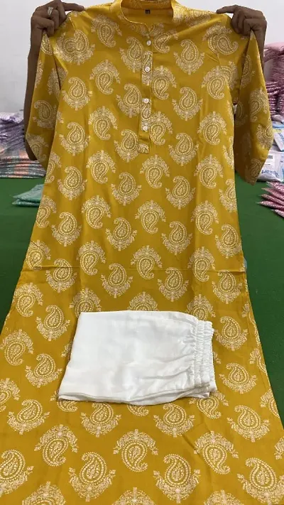 Fancy Rayon Printed Straight Kurta Bottom Set