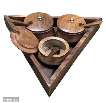 Trendy Wood Tray Set of 3 for Kitchen Use Serving Tray-thumb3