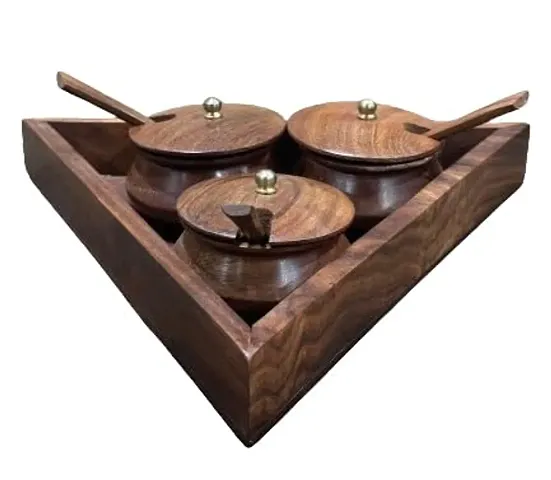 Wood Tray Set of 3 for Kitchen Use Serving Tray