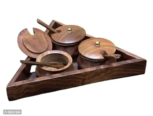 Trendy Wood Tray Set of 3 for Kitchen Use Serving Tray-thumb5