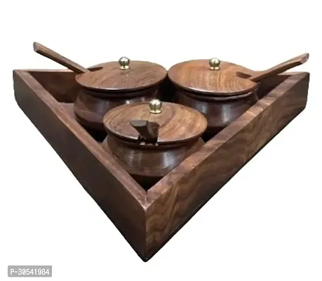 Trendy Wood Tray Set of 3 for Kitchen Use Serving Tray-thumb0