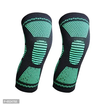 Quefit Knee Cap Support 3D Design (Pair): For Best Compression and Pain Relief in Knee.(Medium) Green