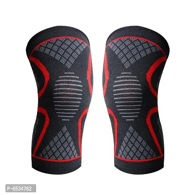 Quefit Knee Cap Support 3D Design (Pair) (Large) Red