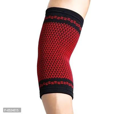 Quefit 3D knitted Elbow compression Support for Elbow ( pack of 2)  ( Medium ) Red