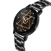 Analog Black Dial Men's  Watch With Metal Chain-thumb2