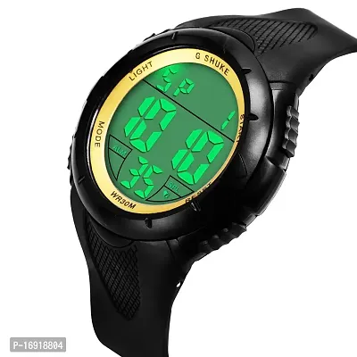 Digital Men's Watch (Black Dial Golden Colored Touch)