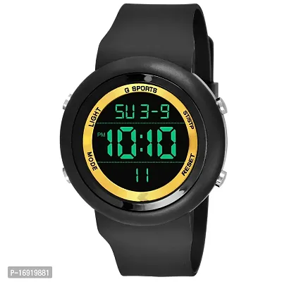 Multi Function Time Day and Date  Sports Digital Watch With Golden Touch-thumb0