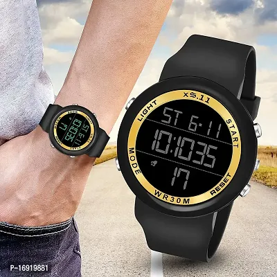 Multi Function Time Day and Date  Sports Digital Watch With Golden Touch-thumb4