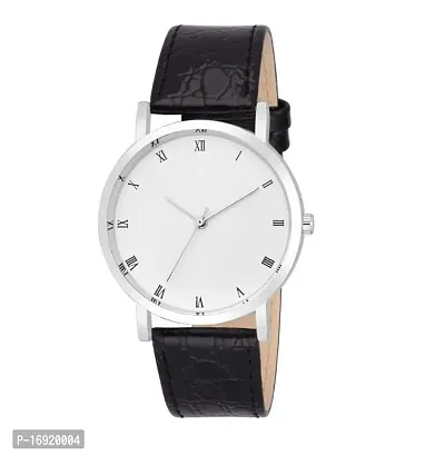 Analog Men's Watch (White Dial Black Colored Strap)-thumb0