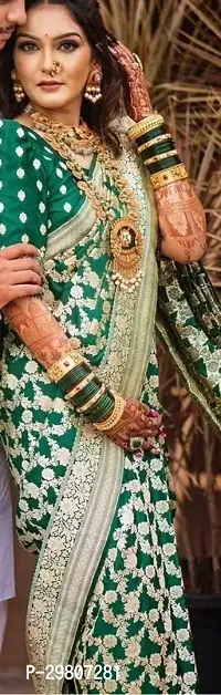 Stylish Art Silk Green Jacquard Saree without Blouse piece