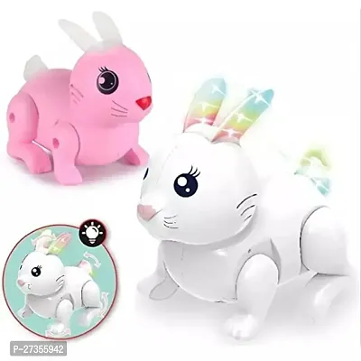 Beautiful ight Sound Jumping Action Walking Rabbit Toy For Kids- 2 Pieces