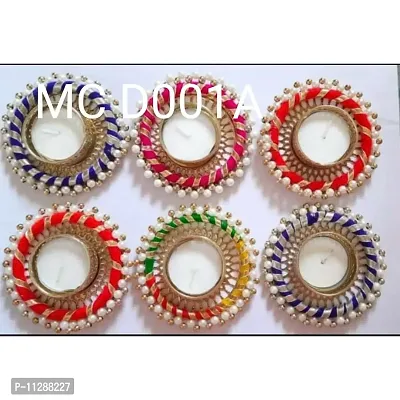 BDS CREATIONS Decorative Diya Tealight Candle Holder/Diwali Diya, for Home Decoration/Gifting Pack of 6