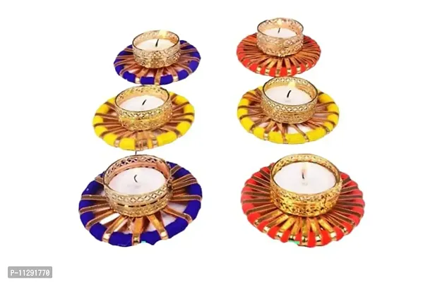 BDS CREATIONS Decorative Diya Candle Holder/Diwali Diya, for Home Decoration/Gifting Pack of- 6