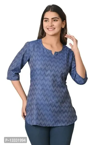 HELIWAL TEXTILE's Women's Casual Cotton Top (XL, Blue)-thumb0