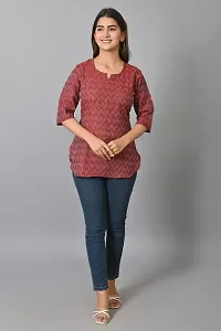 HELIWAL TEXTILE's Women's Casual Cotton Top (L, Maroon)-thumb2