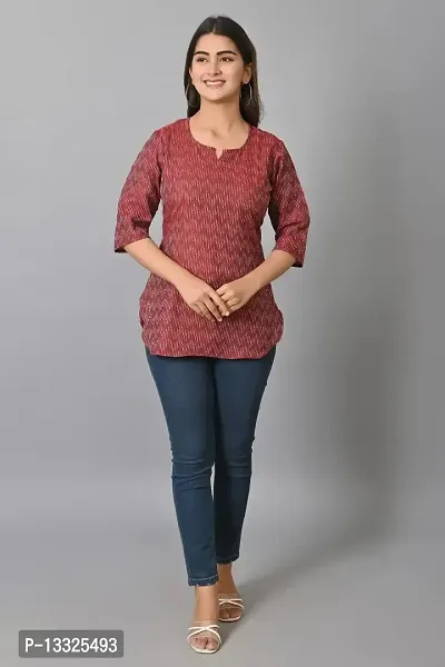 HELIWAL TEXTILE's Women's Casual Cotton Top (L, Maroon)-thumb3