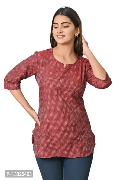 HELIWAL TEXTILE's Women's Casual Cotton Top (L, Maroon)
