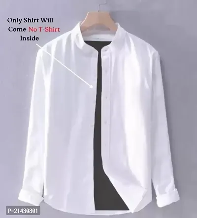 Stylish White Cotton Long Sleeves Shirts For Men-thumb0