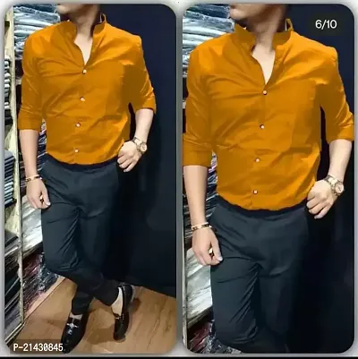 Stylish Yellow Cotton Long Sleeves Shirts For Men