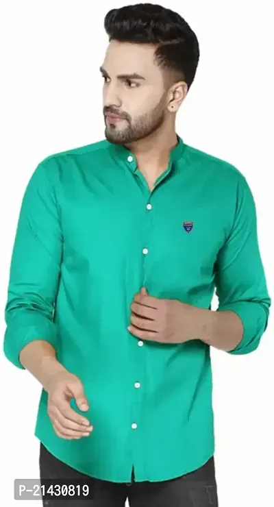 Stylish Green Cotton Long Sleeves Shirts For Men-thumb0