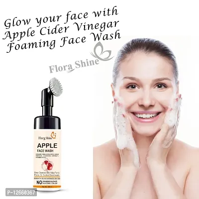 Flora Shine Apple Cider Vinegar Foaming with Built-In Face Brush for deep cleansing - No Parabens, Silic-thumb0