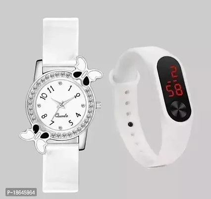 Stylish White Silicone Analog Watches For Women Combo