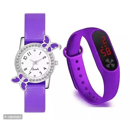 Stylish Purple Silicone Analog Watches For Women Combo