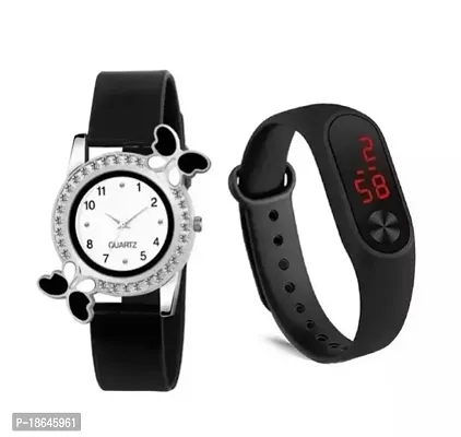 Stylish Black Silicone Analog Watches For Women Combo-thumb0
