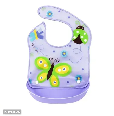 Baby Tailor Waterproof Silicone Roll up Washable Crumb Catcher Baby Feeding Eating Bibs with Food Catching Pocket