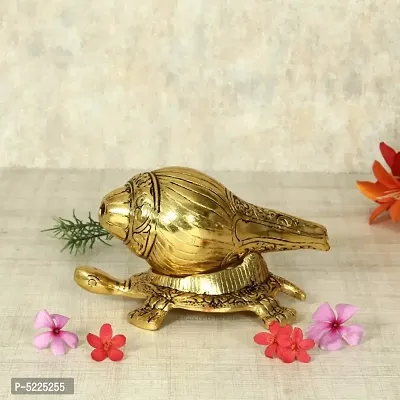 Sankh Tortoise Beautial Gold Polish Metal Vastu Luck and Prosperity Worship/Home/TSankh Tortoise Beautial Gold Polish Metal Vastu Luck and Temple/Offcie/Home Decoration/Worshiping/Gifting Purpose