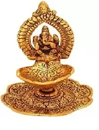 Golden Metal Ganesha Diya Hand Shape Diya for Home (Height: 4.5 inch)-thumb1