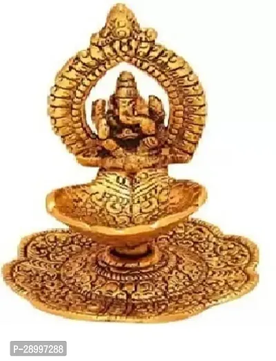 Golden Metal Ganesha Diya Hand Shape Diya for Home (Height: 4.5 inch)-thumb2