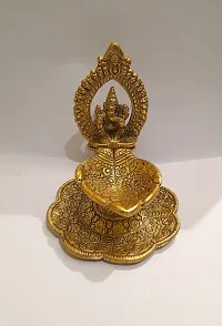 Golden Metal Ganesha Diya Hand Shape Diya for Home (Height: 4.5 inch)-thumb2