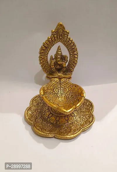 Golden Metal Ganesha Diya Hand Shape Diya for Home (Height: 4.5 inch)-thumb3