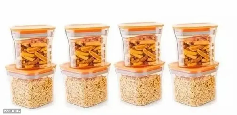 G KING Dal Food Pasta Grocery Namkeen KitKat Kitchen Storage Container Set Of 8 Pic   ORANGE-thumb0