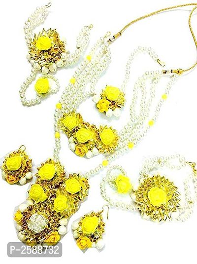Urbalaa Floret Yellow Gota Patti Necklace For Mehandi/Haldi