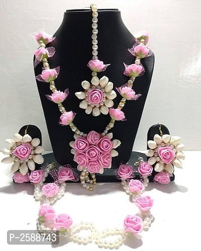 Urbalaa Floret Dark Pink Gota Patti Necklace Mehandi/Haldi-thumb0